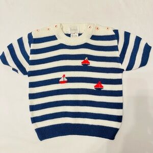 Harrods Luxury/High End Designer Brand Blue and White Striped Sailboat Sweater